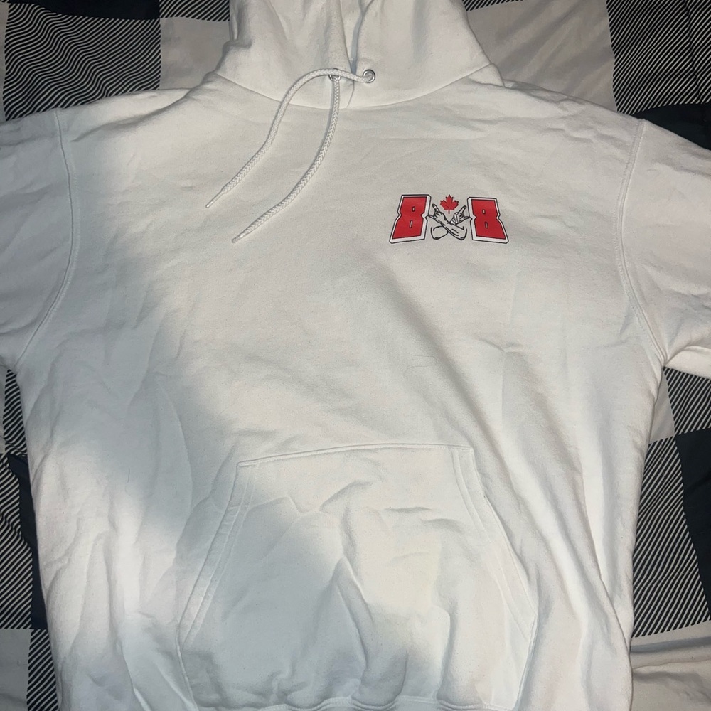 Champion White Hoodie with Blue and Red Logo
